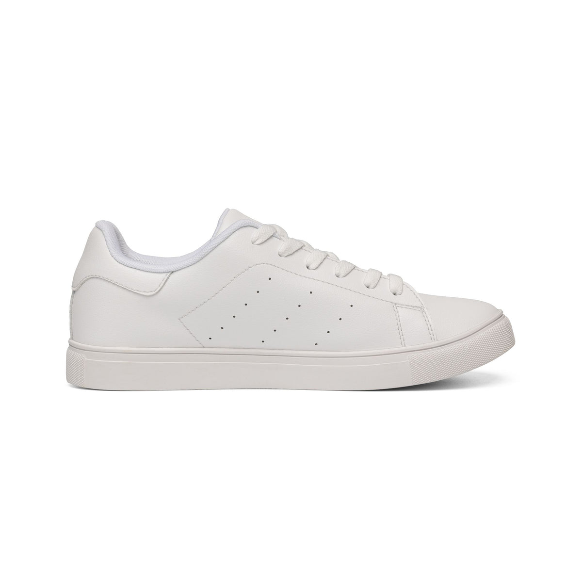 Leather Low-Top Sneakers — White Casual Men’s Shoes with Gold Monogram Accent