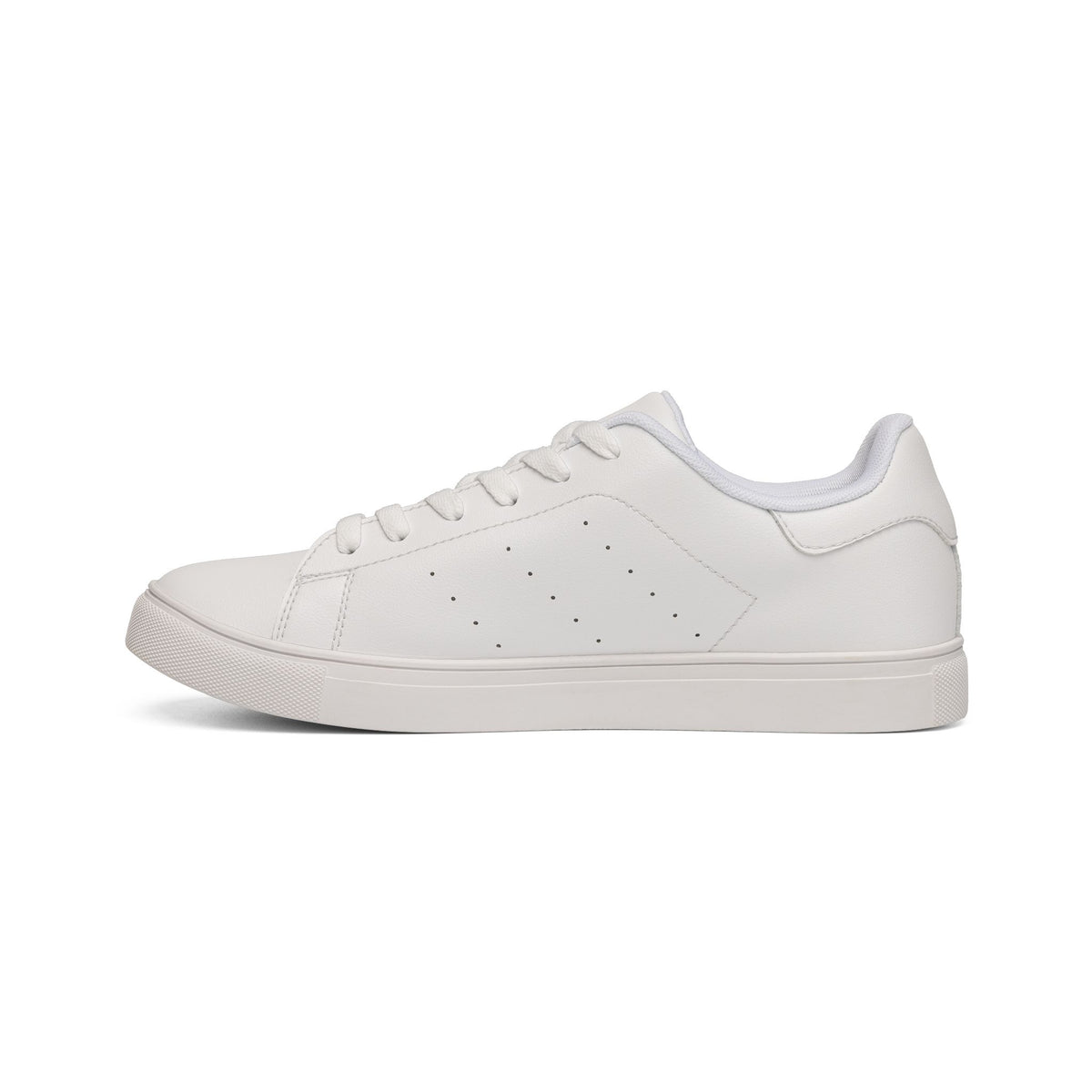 Leather Low-Top Sneakers — White Casual Men’s Shoes with Gold Monogram Accent